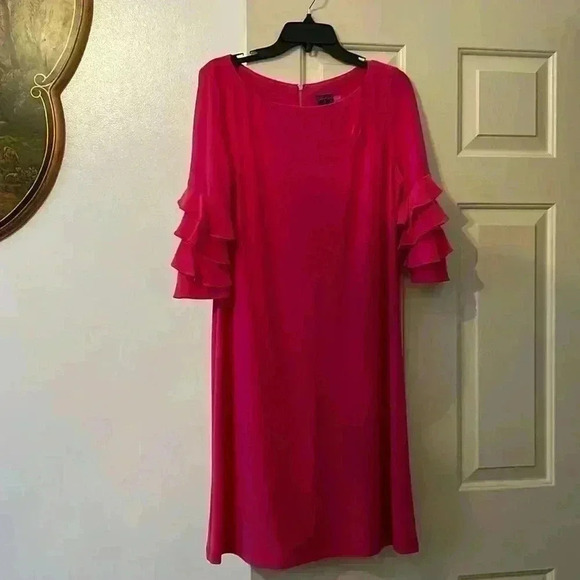 gabby skye midi dress Women’s Size 12 Pink ruffles party comfy - Picture 1 of 5